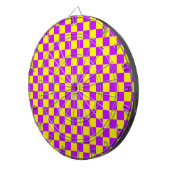 Neon Paarse Geel Geruite Checkerboard  Dartbord (Voorkant Rechts)