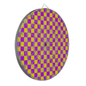Neon Paarse Geel Geruite Checkerboard  Dartbord (Voorkant Links)