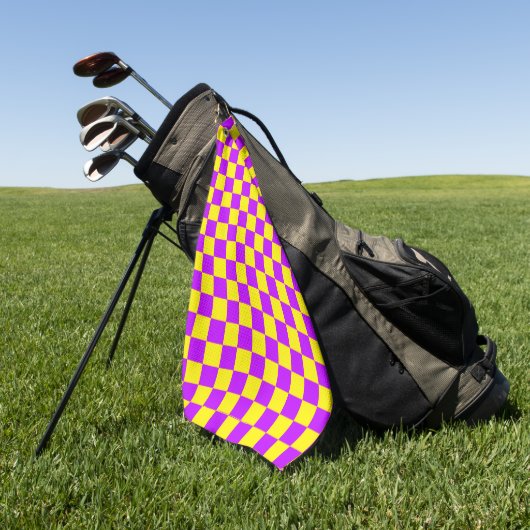 Neon Paarse Geel Geruite Checkerboard Golfhanddoek (Groen)