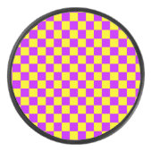 Neon Paarse Geel Geruite Checkerboard  Hockey Puck (Voorkant)