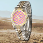 Neon Paarse Geel Geruite Checkerboard  Horloge<br><div class="desc">Neon Paarse en Geel Geruite Checkerboard</div>