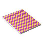 Neon Paarse Geel Geruite Checkerboard  Notitieblok (Schuin)