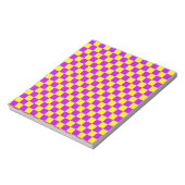 Neon Paarse Geel Geruite Checkerboard  Notitieblok (Linkerzijde)