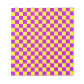 Neon Paarse Geel Geruite Checkerboard  Notitieblok (Voorkant)