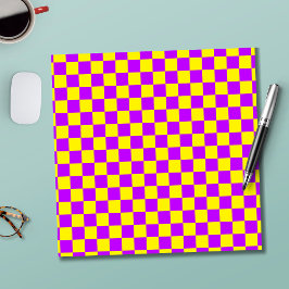 Neon Paarse Geel Geruite Checkerboard Notitieblok