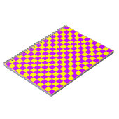 Neon Paarse Geel Geruite Checkerboard  Notitieboek (Linkerzijde)