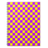 Neon Paarse Geel Geruite Checkerboard  Notitieboek (Voorkant)