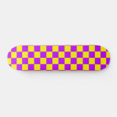 Neon Paarse Geel Geruite Checkerboard  Persoonlijk Skateboard (Horizontaal)