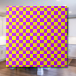 Neon Paarse Geel Geruite Checkerboard Tegeltje