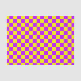 Neon Paarse Geel Geruite Checkerboard Tissuepapier