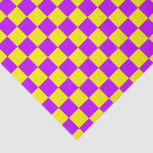 Neon Paarse Geel Geruite Checkerboard  Tissuepapier (Detail)