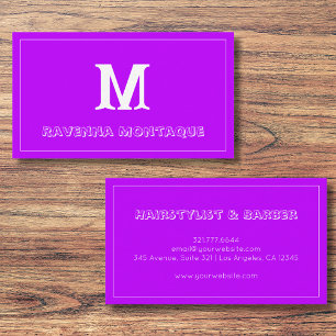 Neon Paarse Gepersonaliseerde Monogram Letter Naam Visitekaartje