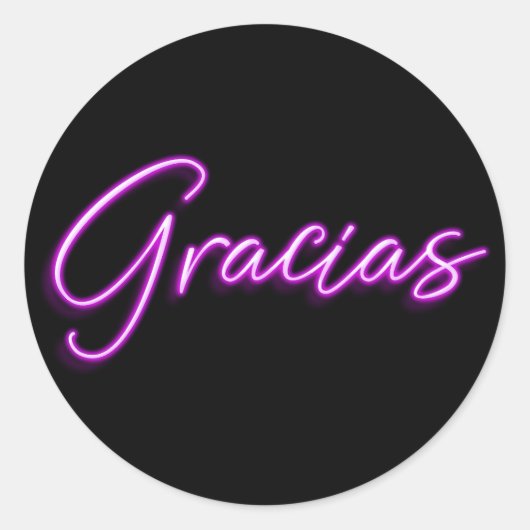 Neon Paarse Gloed Spaans Dank je wel Ronde Sticker (Voorkant)