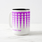 Neon Paarse Hart Tinsel, Beste Leraar Ooit Custom Tweekleurige Koffiemok (Voorkant links)