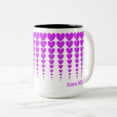 Neon Paarse Hart Tinsel, Beste Leraar Ooit Custom Tweekleurige Koffiemok (Voorkant rechts)