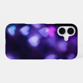 Neon Paarse Harten iPhone 16 Hoesje (Achterkant horizontaal)