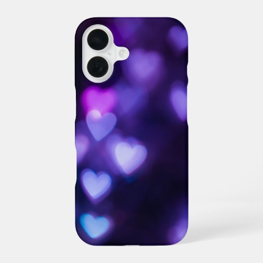 Neon Paarse Harten iPhone 16 Hoesje (Achterkant)