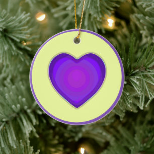 NEON & paarse harten slaan Keramisch Ornament