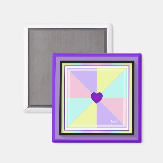 NEON & paarse harten slaan Magneet (Voorkant / Achterkant)