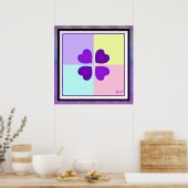 NEON & paarse harten slaan Poster (Keuken)