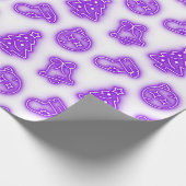 Neon Paarse Kerstmis op Wit Cadeaupapier (Hoek)