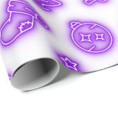 Neon Paarse Kerstmis op Wit Cadeaupapier (Rol Hoek)