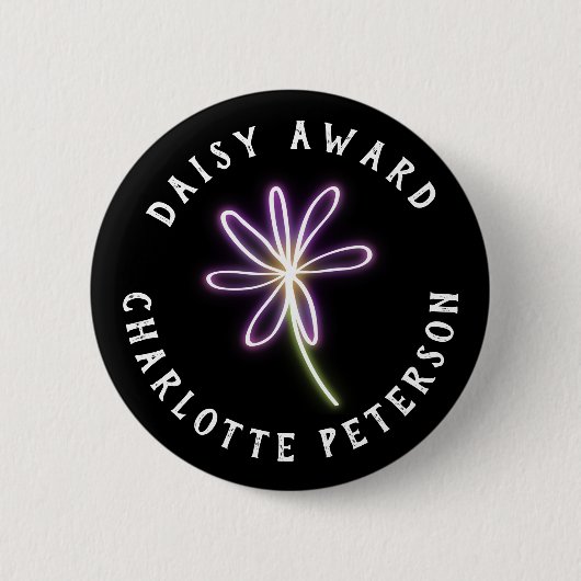 Neon Paarse Madeliefje Award Ronde Button 5,7 Cm (Voorkant)