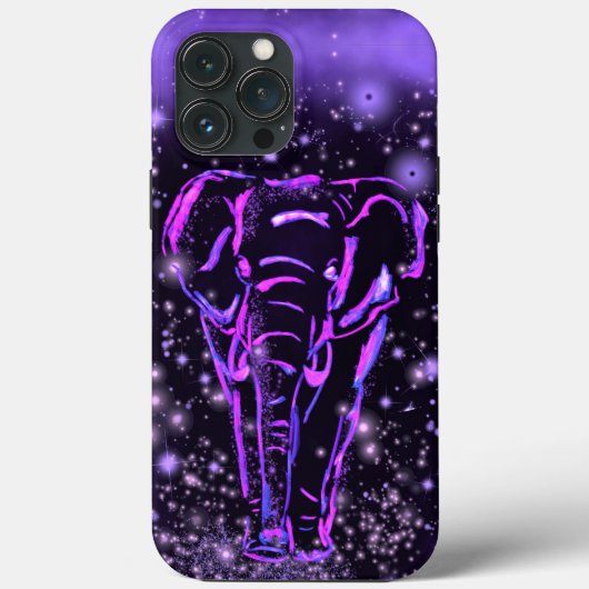 Neon Paarse olifant iPhone Case (Achterkant)