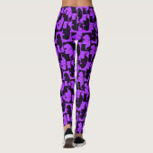 Neon Paarse olifanten Black Light Rave Leggings (Achterkant)