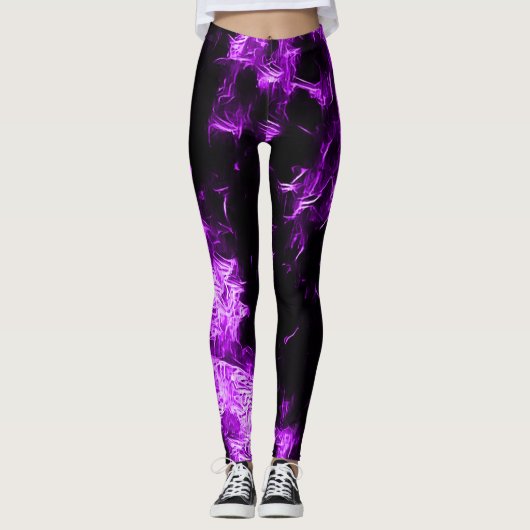 Neon Paarse Rave Star Leggings (Voorkant)