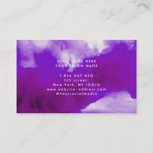 Neon & Paarse Rookhaar Visitekaartje (Achterkant)