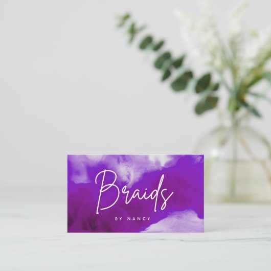 Neon & Paarse Rookvlechten Visitekaartje (Staand voorkant)