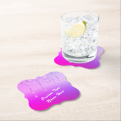 Neon Paarse Roze Glitter Aangepaste Tekst Onderzet Kartonnen Onderzetters (Insitu)
