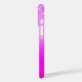 Neon Paarse Roze Glitter Custom Text iPhone Case (Achterkant / Links)