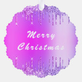 Neon Paarse Roze Glitter Kerst Ornament Kaart (Achterkant)