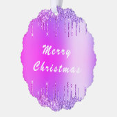 Neon Paarse Roze Glitter Kerst Ornament Kaart (Links)