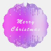 Neon Paarse Roze Glitter Kerst Ornament Kaart (Voorkant)