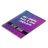 Neon Paarse Roze Glitter Zwart-wit Graffiti Notitieboek (Linkerzijde)