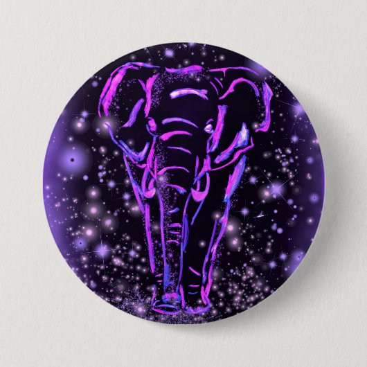 Neon Paarse Roze Olifant Knop Ronde Button 7,6 Cm (Voorkant)