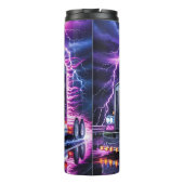 Neon Paarse Vlam Semi Truck Thermosbeker (Achterkant)