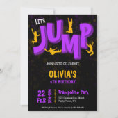 Neon Paarse Yellow Paint Trampoline Party Verjaard Kaart (Voorkant)