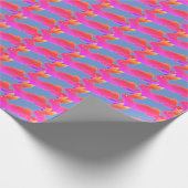 Neon paashaas konijn roze blauw uniek kleurrijk cadeaupapier (Hoek)