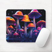Neon paddenstoel in psychedelische stijl muismat (Met muis)