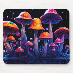 Neon paddenstoel in psychedelische stijl muismat
