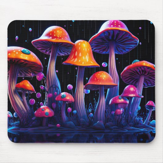 Neon paddenstoel in psychedelische stijl muismat (Voorkant)