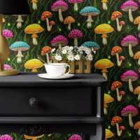 Neon paddenstoelen en varens