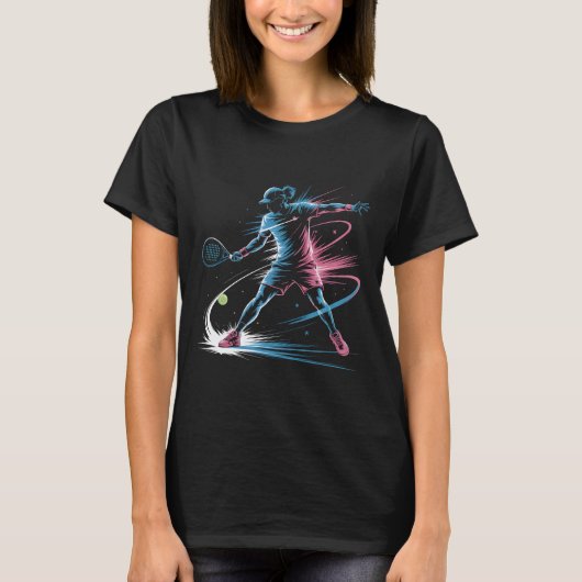 Neon Padel Player T-Shirt, Retro 80s Padel Tennis  T-shirt (Voorkant)