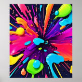 Neon Paint Burst Art Poster (Voorkant)