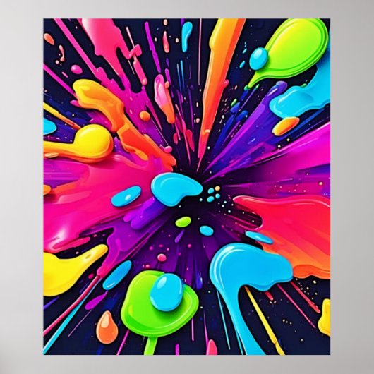 Neon Paint Burst Art Poster (Voorkant)