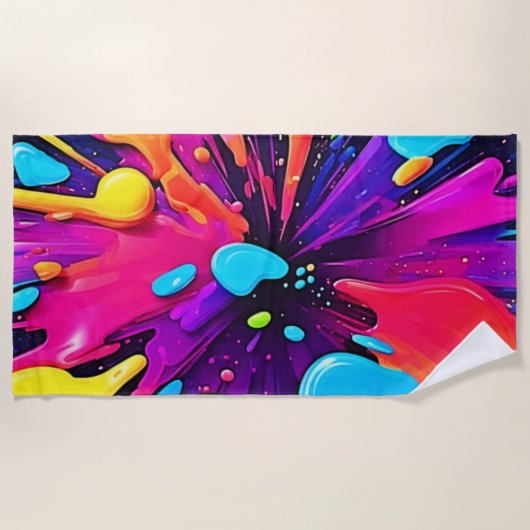Neon Paint Burst Art Strandlaken (Voorkant)